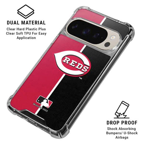 MLB Cincinnati Reds Split Pixel 9/9 Pro Clear Case